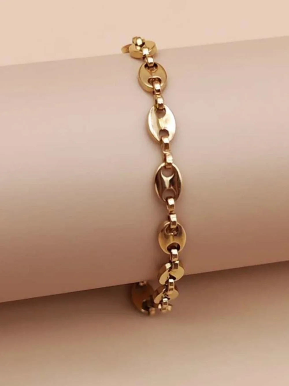 Anthropologie Polished Gold Link Disc Bracelet